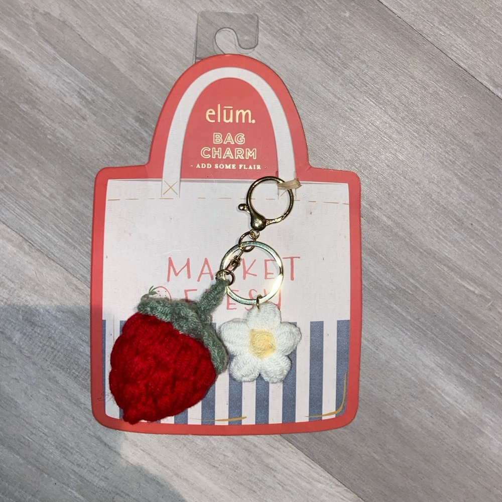 Strawberry and Flower Bag Charm